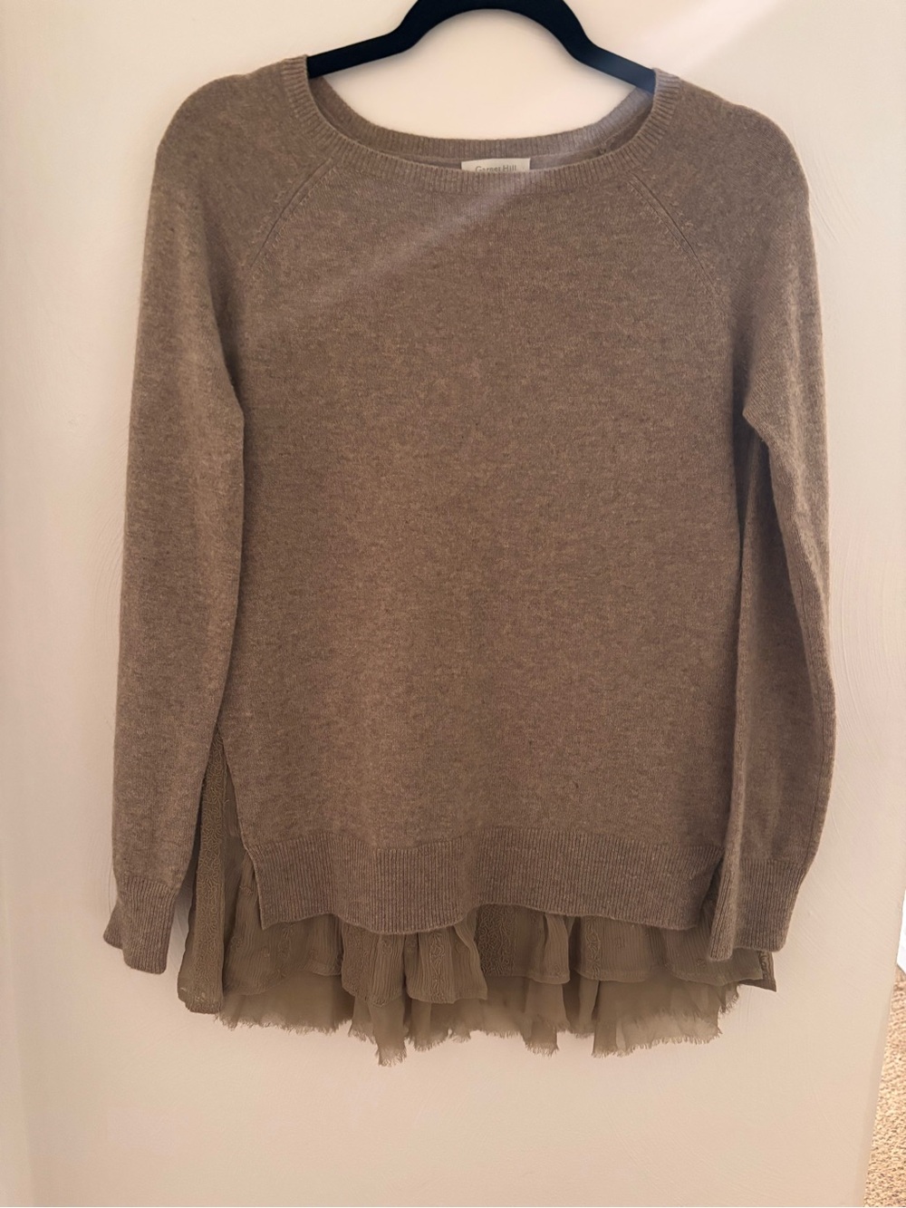 Garnet Hill Taupe Crewneck Sweater